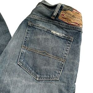 Denim & Supply Ralph Lauren Straight Jeans 38x32 Distressed Whiskered Denim